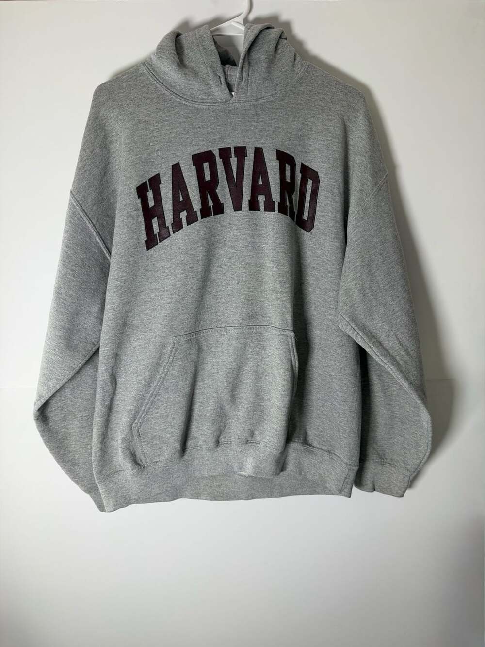 Vintage Gildan Harvard Hoodie Sweatshirt Size L Gray